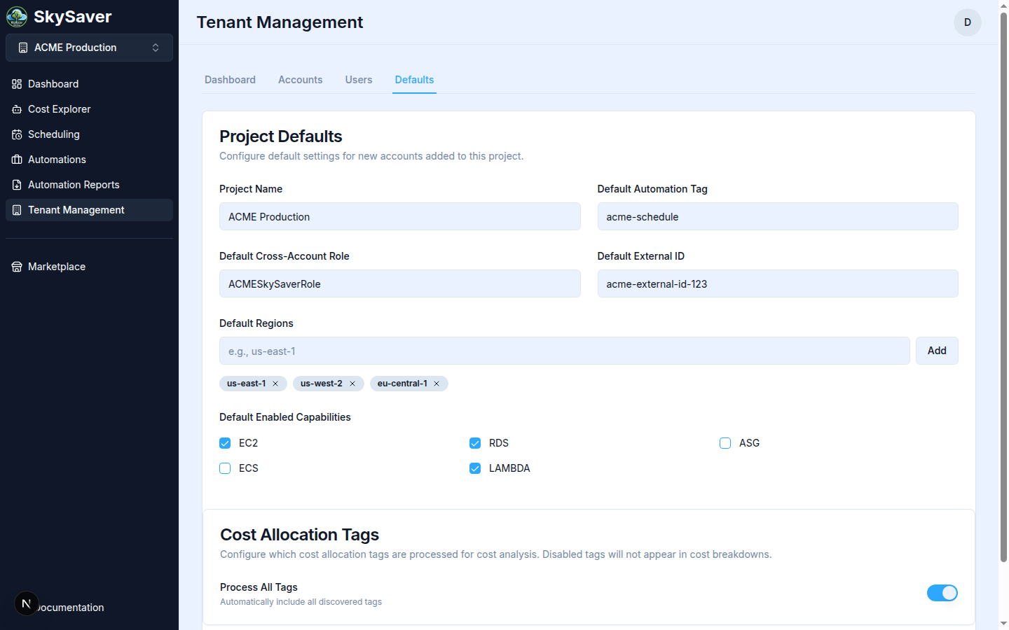 Project Defaults